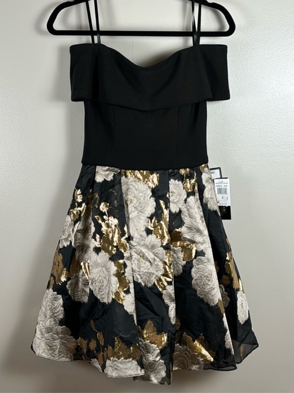 Betsy Adam strapless Dress floral off shoulder dance event summer holiday party